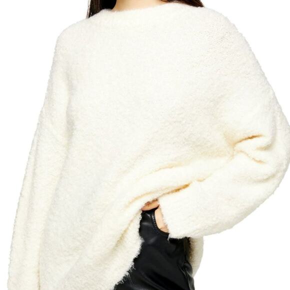 Topshop NWT Cream Longline Boucle Sweater CREW NECK Sweater 12 - Picture 1 of 6